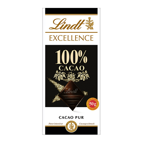 Lindt Excellence 100% Kakao Pur, 50g Tafel
