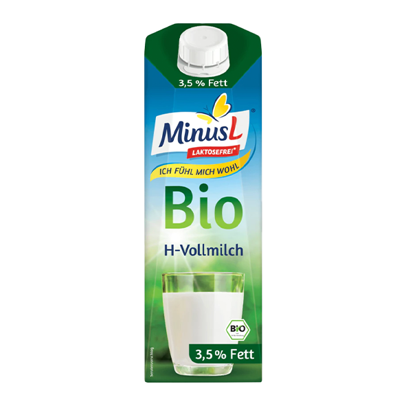 MinusL laktosefreie Bio H-Milch, 3,5% Fett