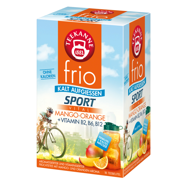 Teekanne frio Sport Vital Mango-Orange Vitamin B2, B6, B12, 18 Teebeutel