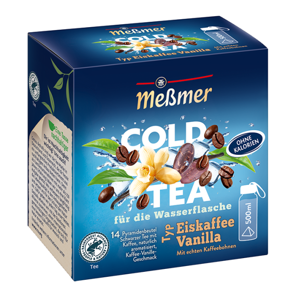 MHD-Ware Meßmer Cold Tea Eiskaffee-Vanilla, 14 Pyramidenbeutel
