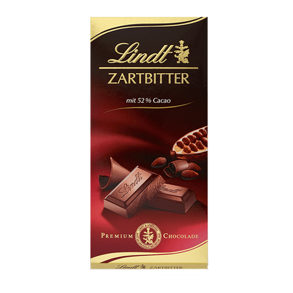 Lindt Zartbitter 52% Kakao, 100g Tafel