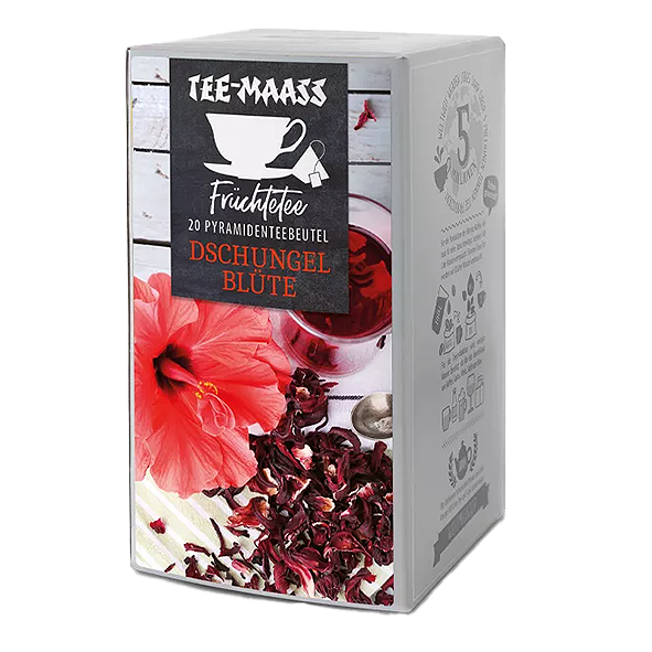 Tee-Maass Früchtetee Dschungelblüte, 20 Pyramidenbeutel