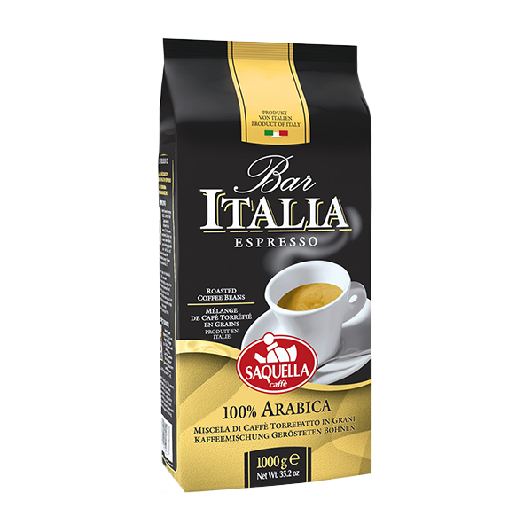 SAQUELLA Bar Italia Espresso 100% Arabica, 1000g ganze Bohne