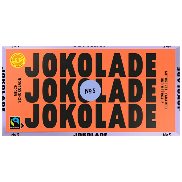 JOKOLADE No5 - Milch Schokolade mit Brezelstücken, Karamell &amp; Meersalz, 140g