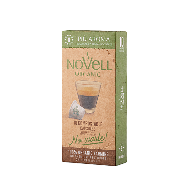 Novell Organic &quot;No Waste!‘‘ Piú Aroma Bio-Kaffee, 10 kompostierbare Kapseln