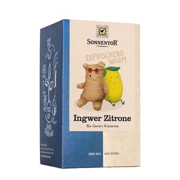 Sonnentor &quot;Ingwer Zitrone&quot; Bio-Gewürz-Kräutertee, 18 Teebeutel