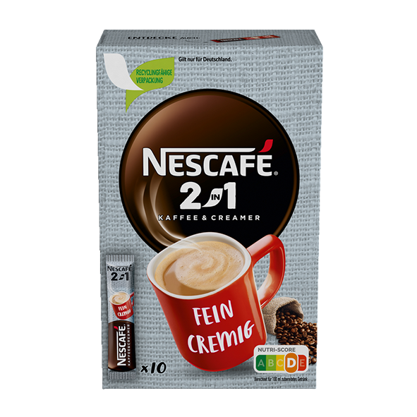 Nescafé 2 in 1 Kaffee &amp; Creamer, 10 Portionen