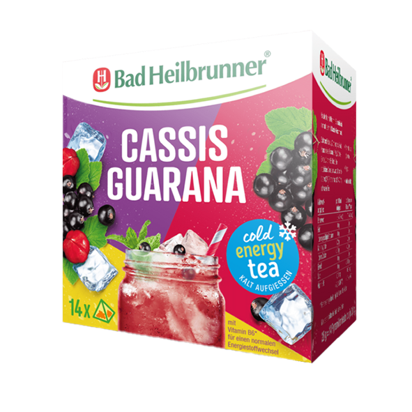 Bad Heilbrunner® Cold Energy Tea - Cassis Guarana, 14 Pyramidenbeutel