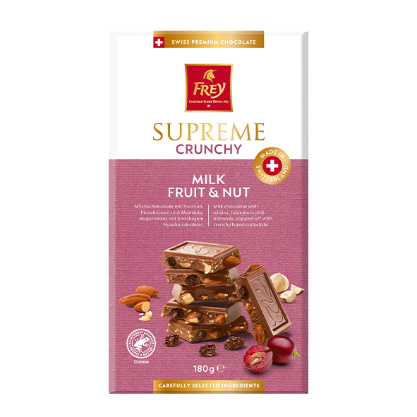 Frey Supreme Crunchy Milk Fruit &amp; Nut, 180g Tafel