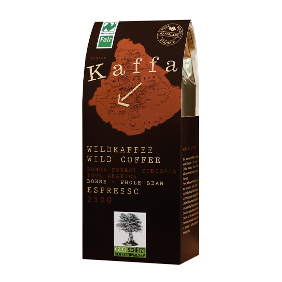 Kaffa Bio Wildkaffee Espresso, 250g ganze Bohne