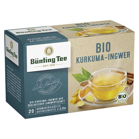 Bünting Tee Bio Kurkuma Ingwer, 20 Tassenbeutel