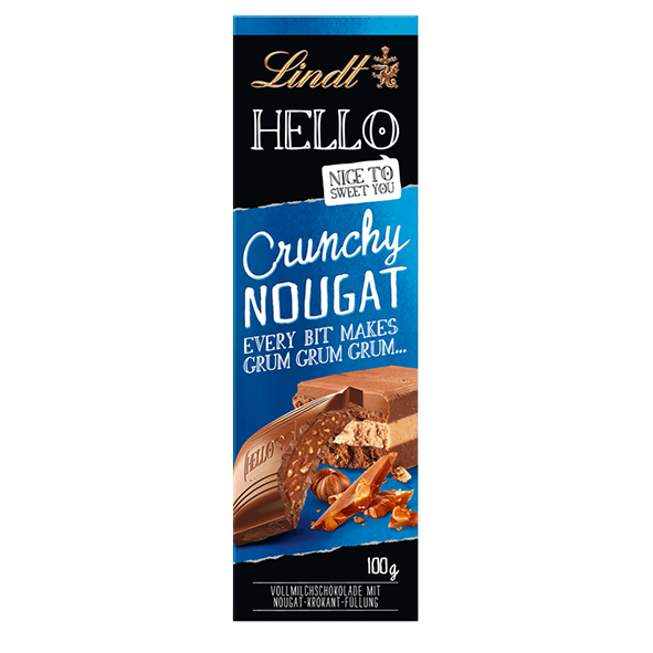 Lindt Hello Crunchy Nougat, 100g Tafel