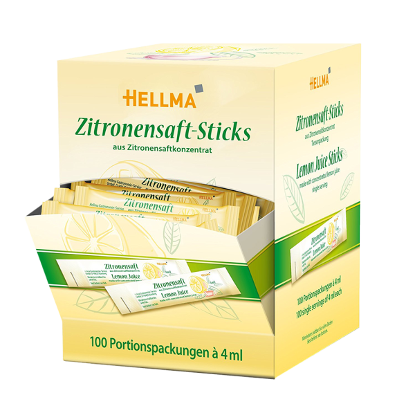 Hellma Zitronensaft-Sticks, 100 Portionspackungen je 4ml