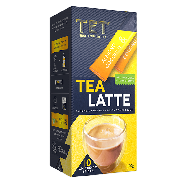 TET Tea Latte Almond &amp; Coconut + Black Tea Extract, 10 Portionssticks