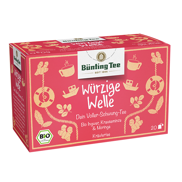 Bünting Tee Bio Würzige Welle, 20 Tassenbeutel