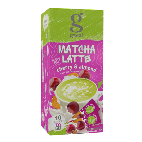 g&#039;tea! Matcha Latte Cherry &amp; Almond, 10 Portionssticks