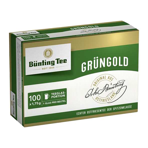 Bünting Tee Grüngold, 100 Tassenbeutel