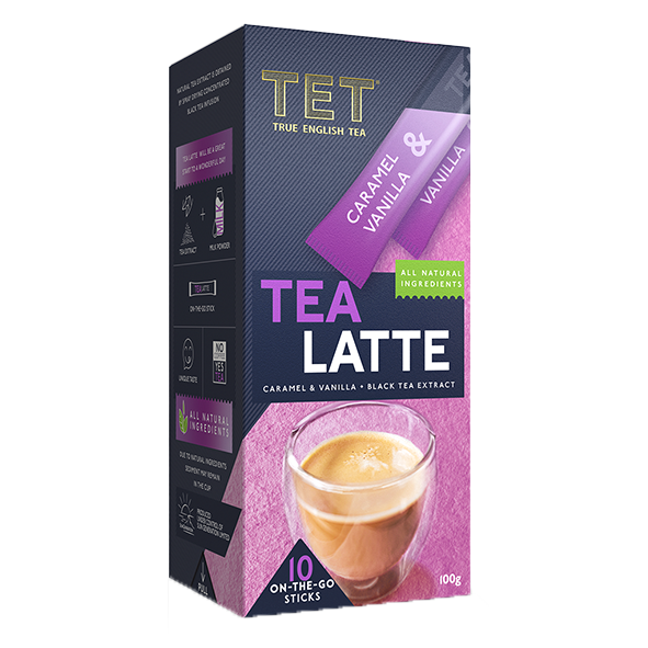 TET Tea Latte Caramel &amp; Vanilla + Black Tea Extract, 10 Portionssticks