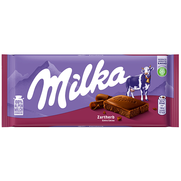 Milka Tafelschokolade Zartherb, 100g
