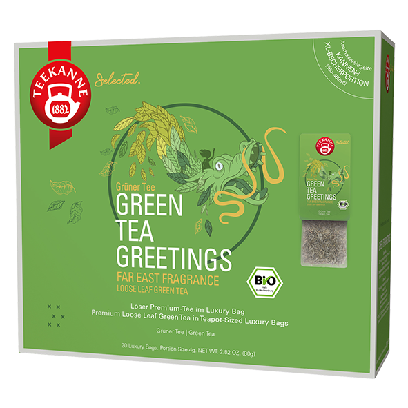 Teekanne Selected Bio Green Tea Greetings, 20 Luxury Bags
