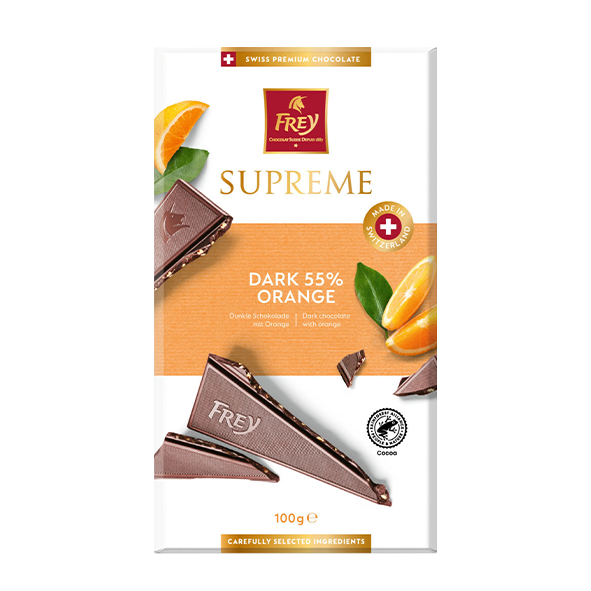 Frey Supreme Dark 55% Orange, 100g Tafel