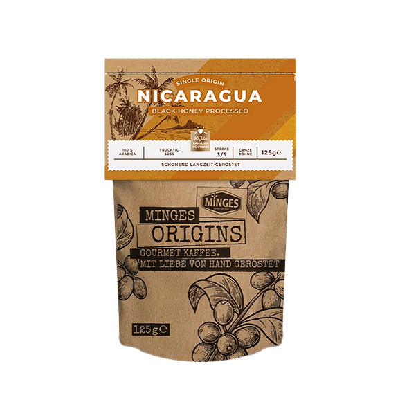 Minges Origins Nicaragua Caturra Black Honey Processed, 125g Bohne