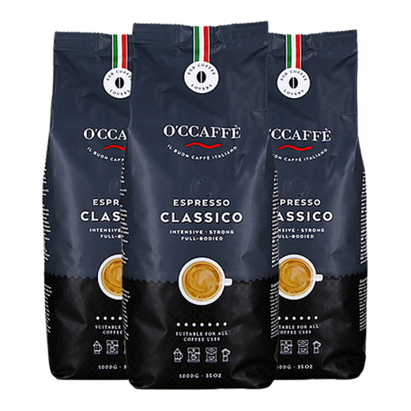 O&#039;CCAFFÈ Espresso Classico, ganze Bohne, Vorteilspack, 3kg