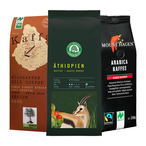 Kaffee »Bio &amp; Fair« Probierpaket, 750g ganze Bohne