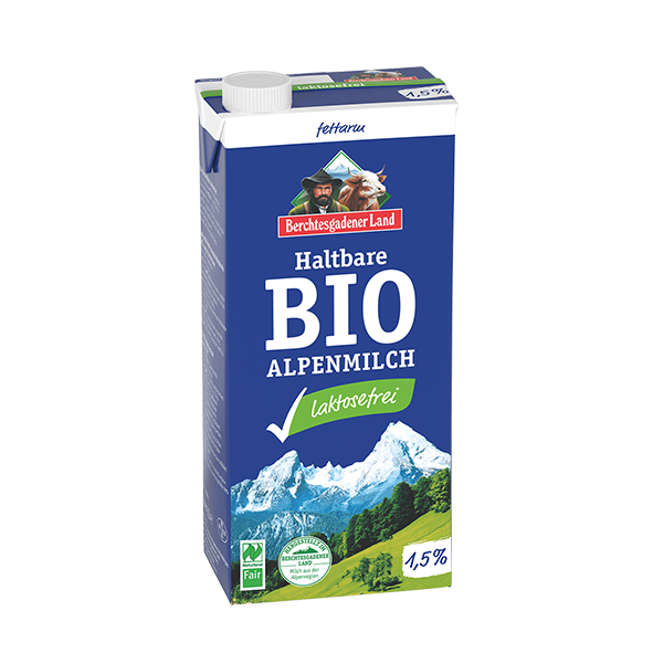 Berchtesgadener Land Bio Alpenmilch laktosefreie H-Milch, fettarm, 1,5% Fett