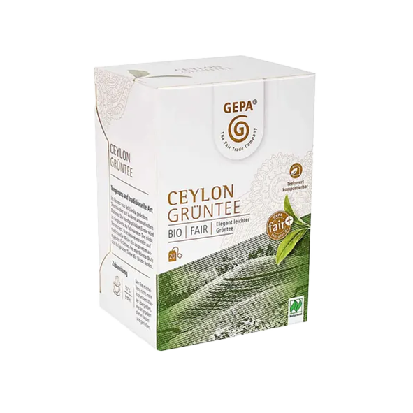 B-Ware GEPA Bio Ceylon Grüntee, 20 Teebeutel