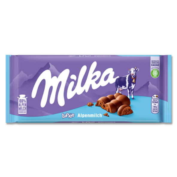 Milka Tafelschokolade Luflee Alpenmilch, 100g