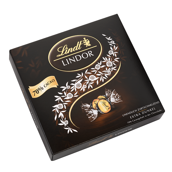 Lindt Lindor Präsent Box 70% Kakao, Extra Dark, 186g