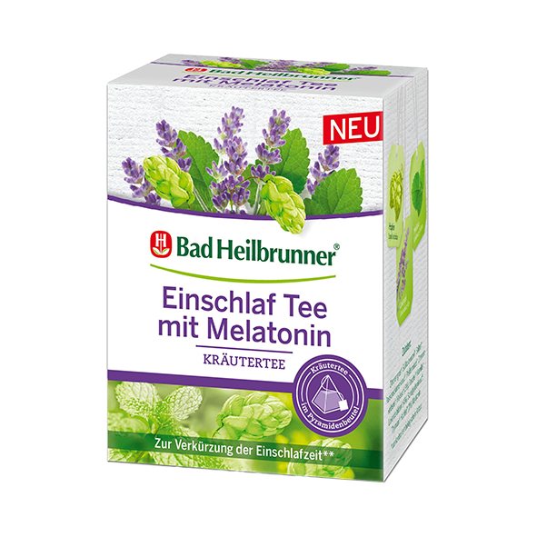 Bad Heilbrunner® Bio Einschlaf Tee mit Melatonin, 12 Pyramidenbeutel