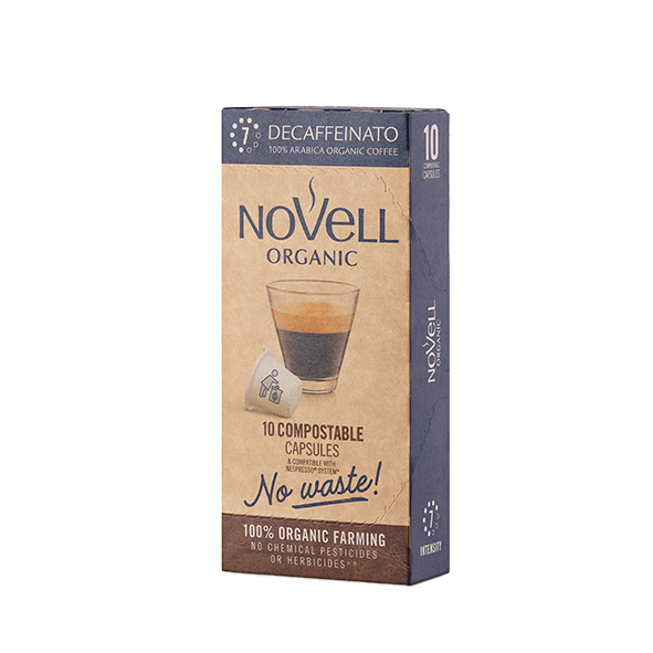 Novell Organic &quot;No Waste!‘‘ Decaffeinato Bio-Kaffee, 10 kompostierbare Kapseln