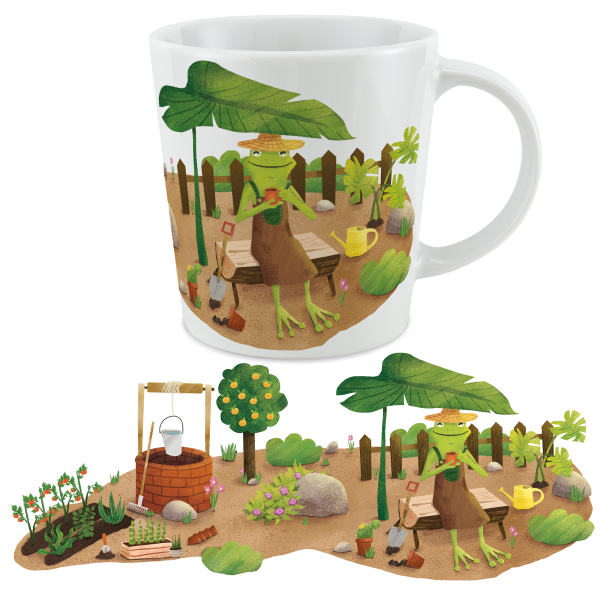 FROG.coffee Genießer-Tasse »Kaffeepause im Garten« aus Porzellan, 320 ml
