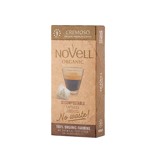 Novell Organic &quot;No Waste!‘‘ Cremoso Bio-Espresso, 10 kompostierbare Kapseln
