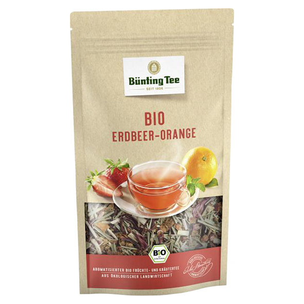 Bünting Tee Bio Erdbeer-Orange, 80g loser Tee