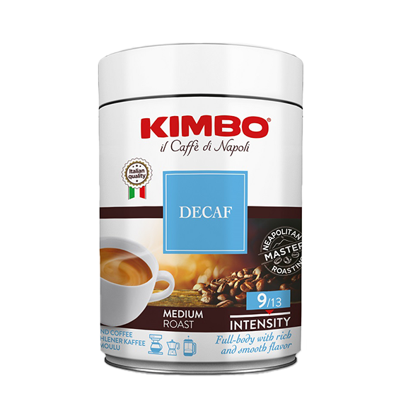 KIMBO Espresso Decaffeinato, 250g Dose, gemahlen