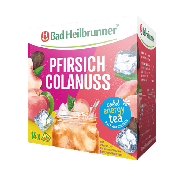 Bad Heilbrunner® Cold Energy Tea - Pfirsich Colanuss, 14 Pyramidenbeutel