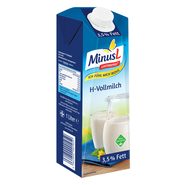 MinusL laktosefreie H-Milch, 3,5% Fett
