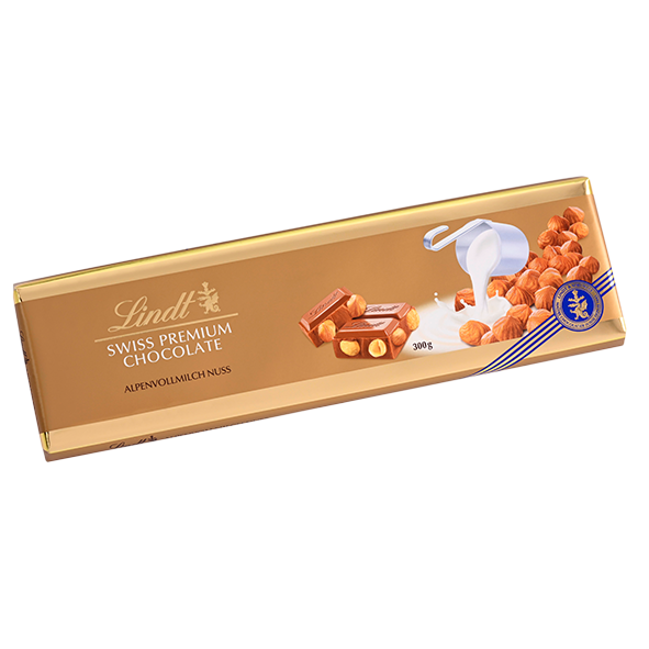 Lindt Swiss Premium Chocolate Alpenvollmilch Nuss, 300g Tafel